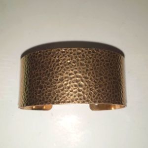 LuxCzar43 Hammered Metal Wide Gold Cuff Bangle Bracelet